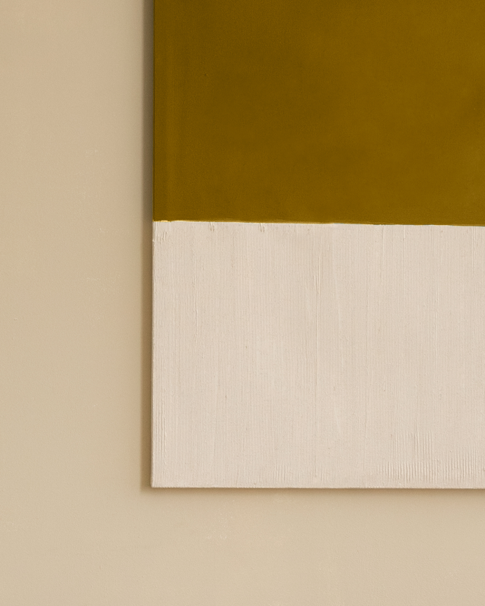 Quadro senape e bianco decorativo su cotone con telaio in legno dipinto a mano con pittura ad olio in diverse misure
