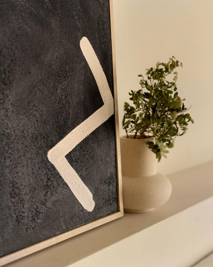 Quadro nero e bianco decorativo su tela di cotone con telaio in legno dipinto a mano con pittura a olio in diverse misure