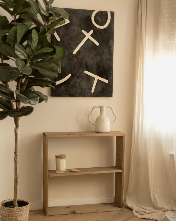 Quadro nero e bianco decorativo su tela di cotone con telaio in legno dipinto a mano con pittura a olio in diverse misure