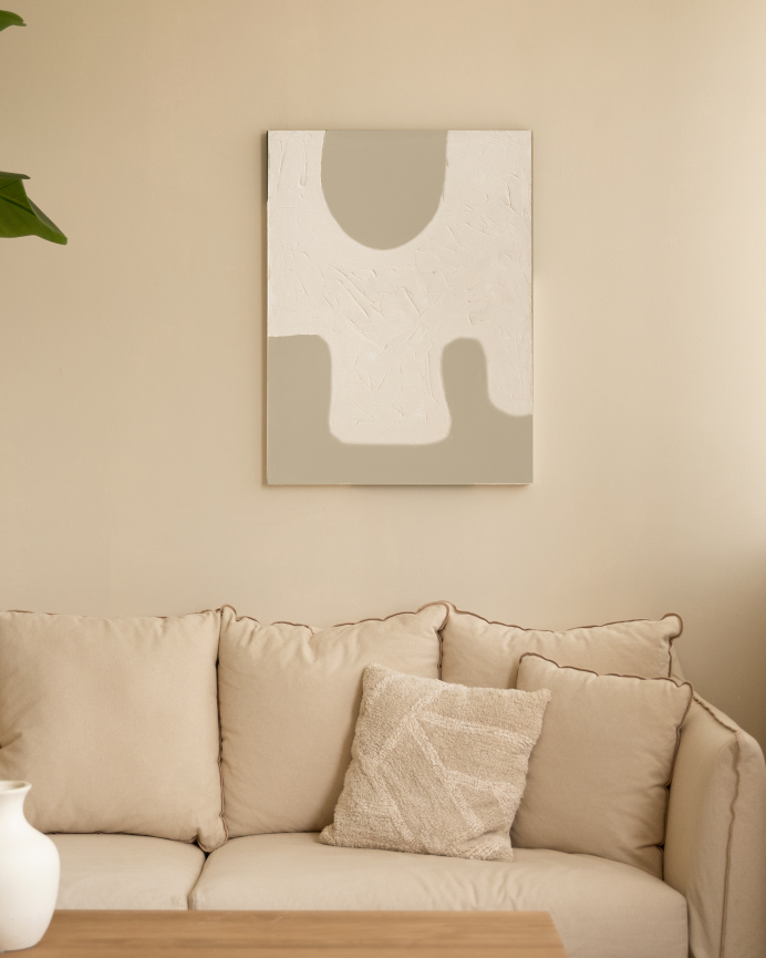 Quadro bianco e beige decorativo su cotone con telaio in legno dipinto a mano con pittura ad olio in diverse misure