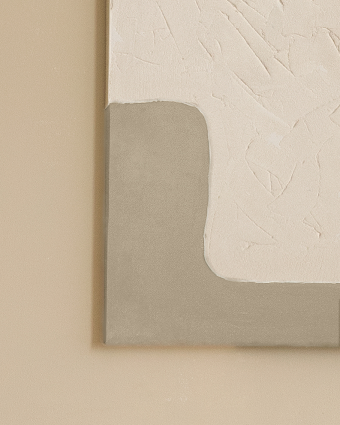 Quadro bianco e beige decorativo su cotone con telaio in legno dipinto a mano con pittura ad olio in diverse misure