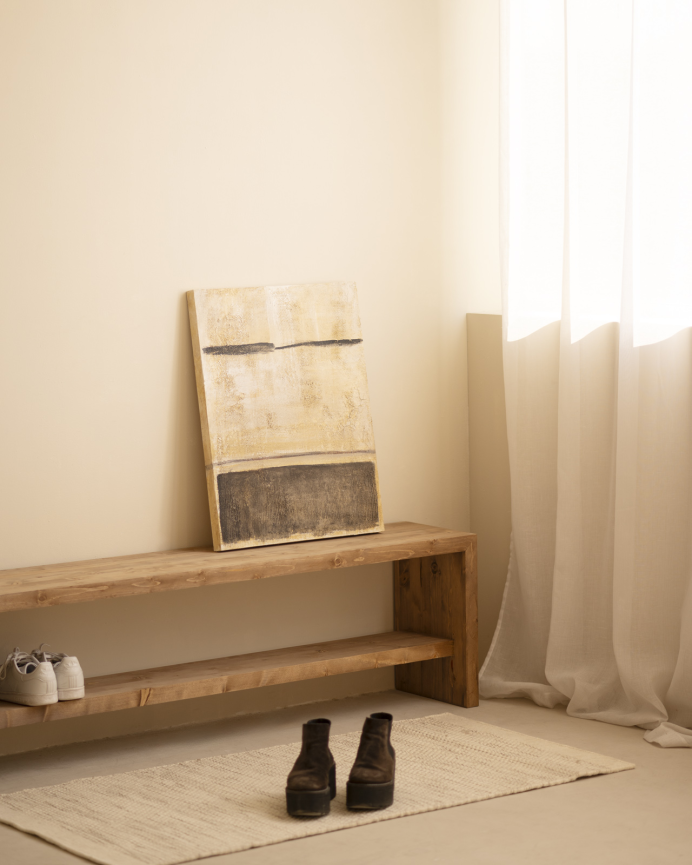 Quadro beige e nero decorativo su tela di cotone con telaio in legno dipinto a mano con pittura ad olio in diverse misure
