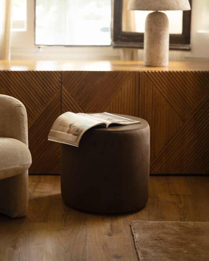 Pouf in tono marrone 44x42cm