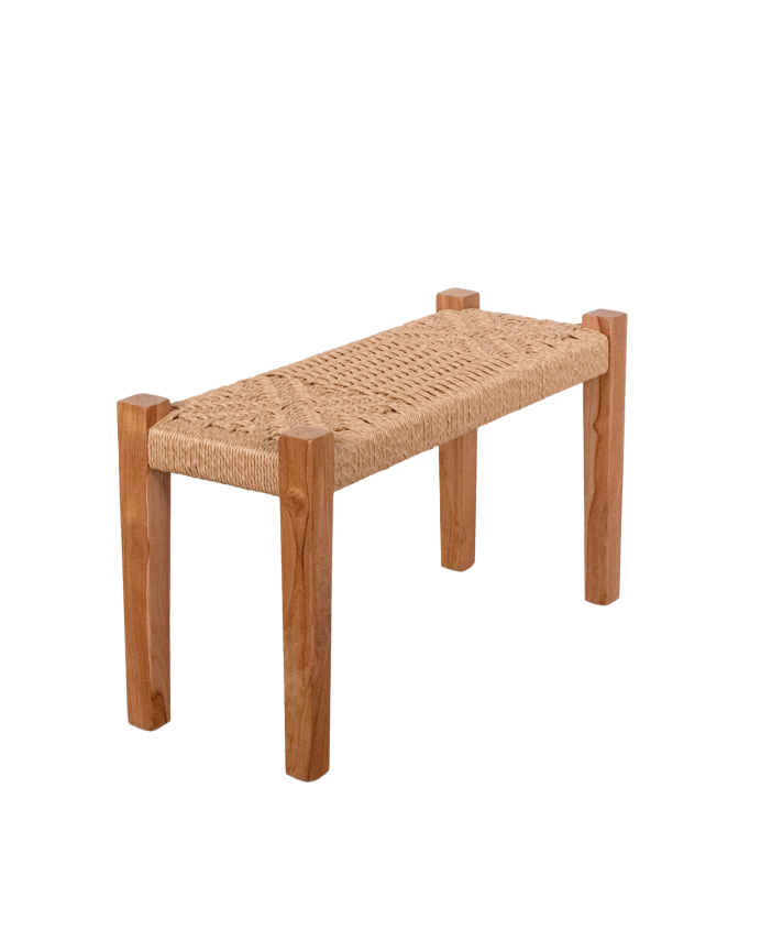 Panca in legno massello e corda in tono naturale 46x50cm