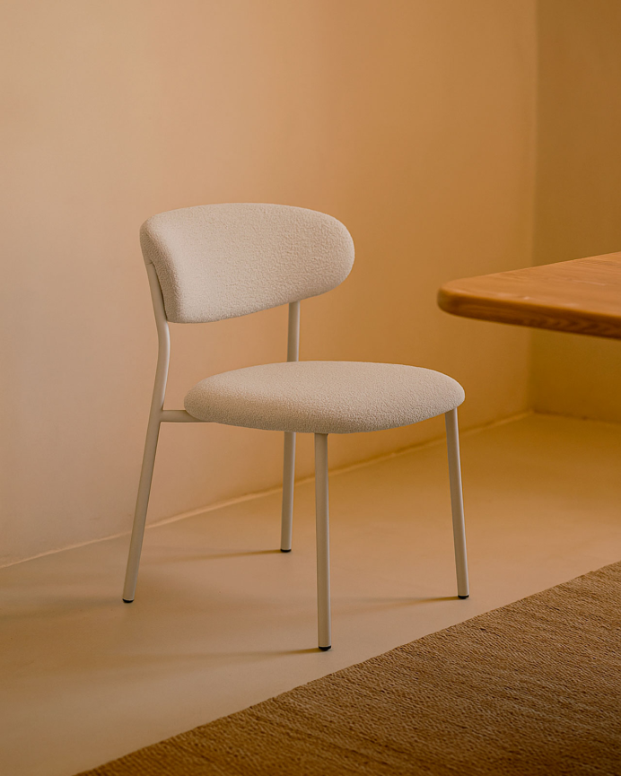 Confezione da 2 sedie in tessuto beige 80x55 cm