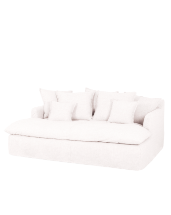 Divano con lungo fondo in cotone e lino sfoderabile colore bianco in diverse misure