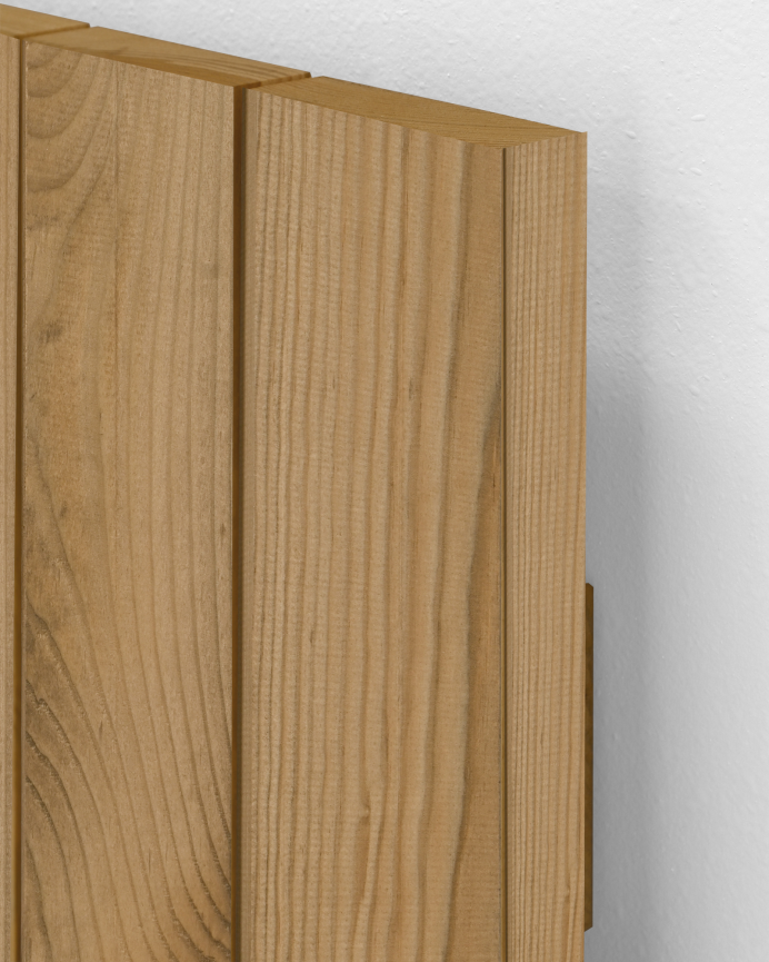 Testata di letto in legno massello in tonalità di rovere scuro in diverse misure
