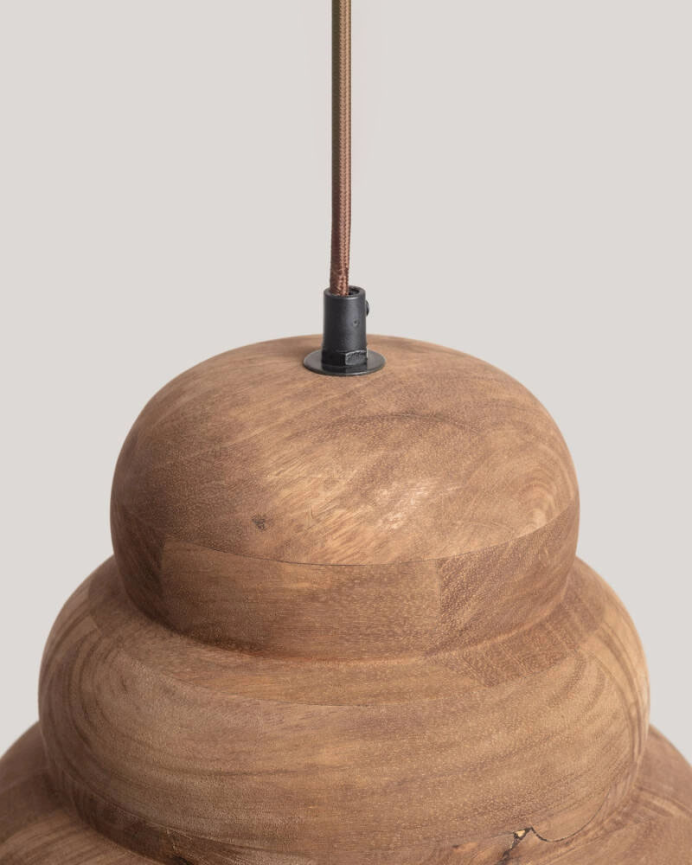 Lampada da soffitto in legno con manico marrone 128cm