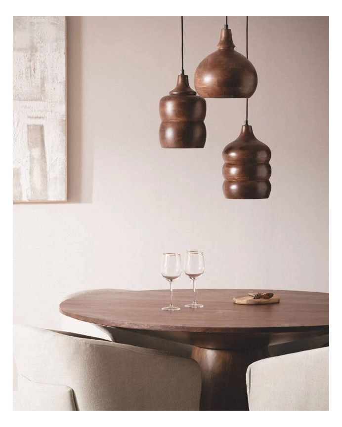 Lampada da soffitto in legno con manico marrone 128cm