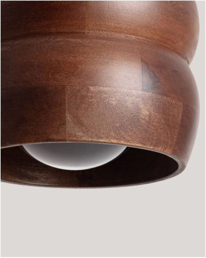 Lampada da soffitto in legno con manico marrone 128cm