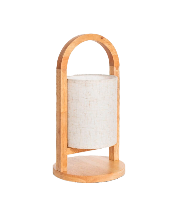 Lampada da tavolo in legno e tessuto naturale 30cm
