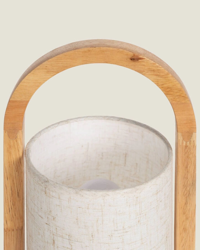Lampada da tavolo in legno e tessuto naturale 30cm