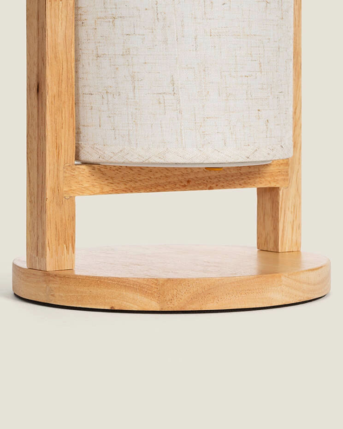 Lampada da tavolo in legno e tessuto naturale 30cm