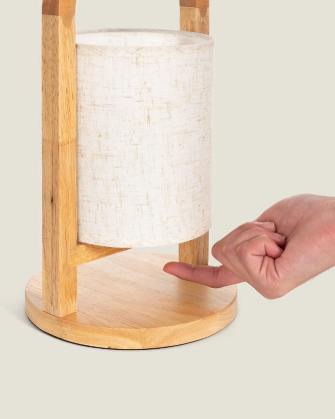 Lampada da tavolo in legno e tessuto naturale 30cm