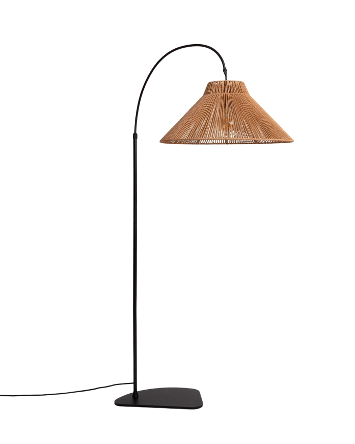 Lampada da terra di metallo e corda naturale di 155cm