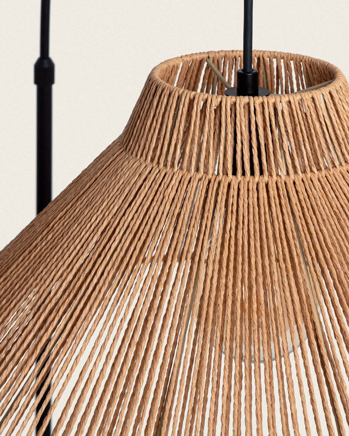 Lampada da terra di metallo e corda naturale di 155cm