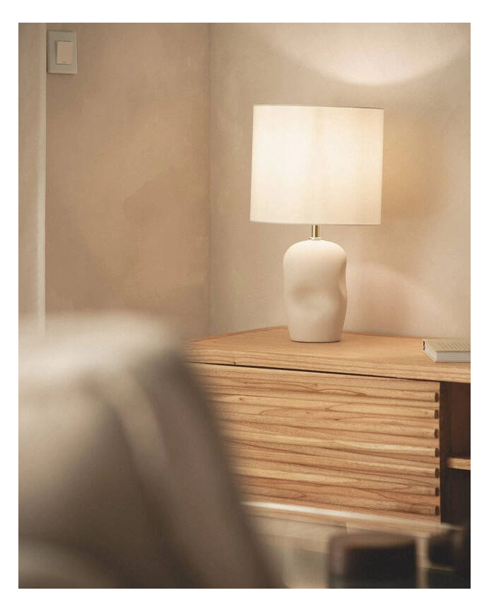 Lampada da tavolo in ceramica bianco 48cm