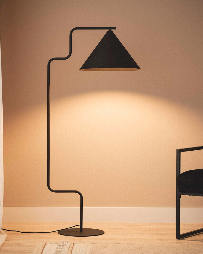 Lampada da terra di alluminio nero di 130cm