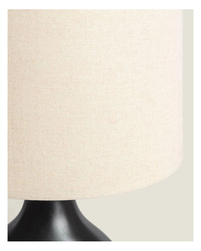 Lampada da tavolo in ceramica e lino nero 47cm