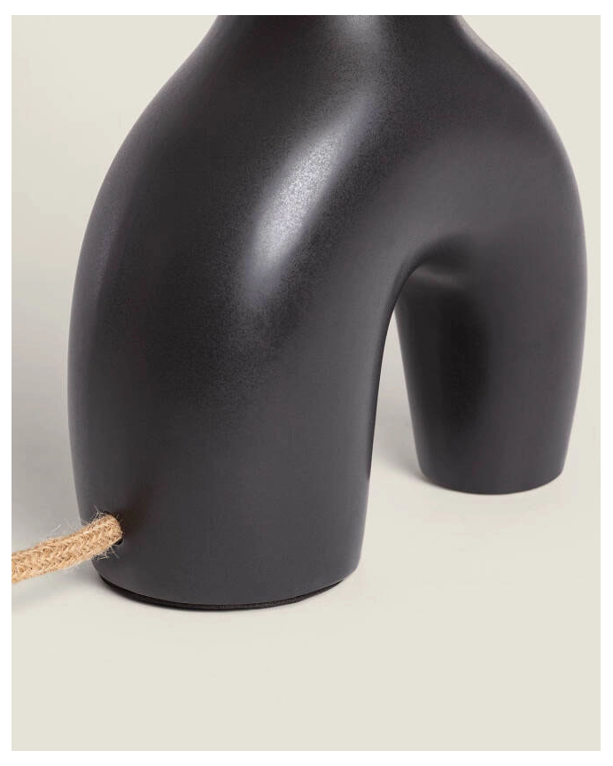 Lampada da tavolo in ceramica e lino nero 47cm