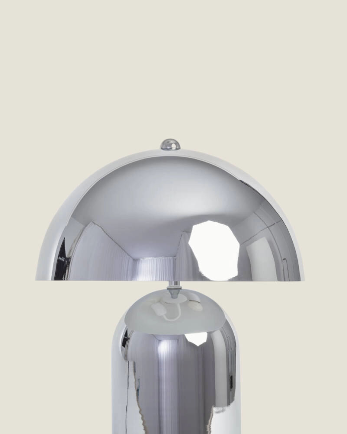 Lampada da tavolo in metallo cromato da 32 cm