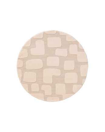 Tappeto rotondo di polipropilene e poliestere beige in varie misure