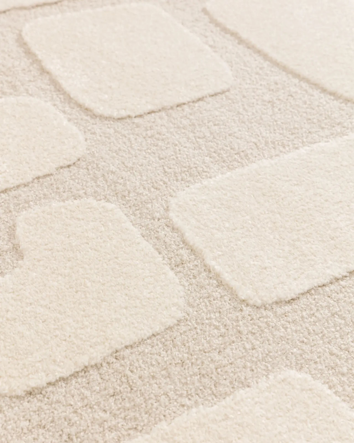 Tappeto rotondo di polipropilene e poliestere beige in varie misure