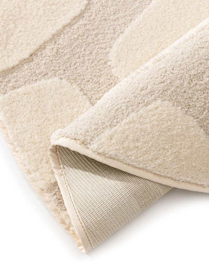 Tappeto rotondo di polipropilene e poliestere beige in varie misure