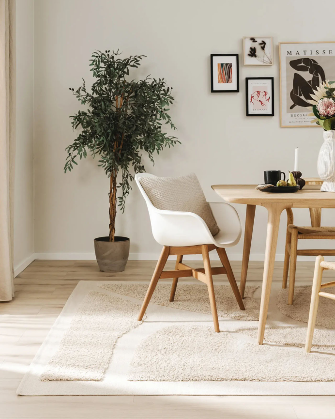 Tappeto rettangolare di cotone beige in varie misure