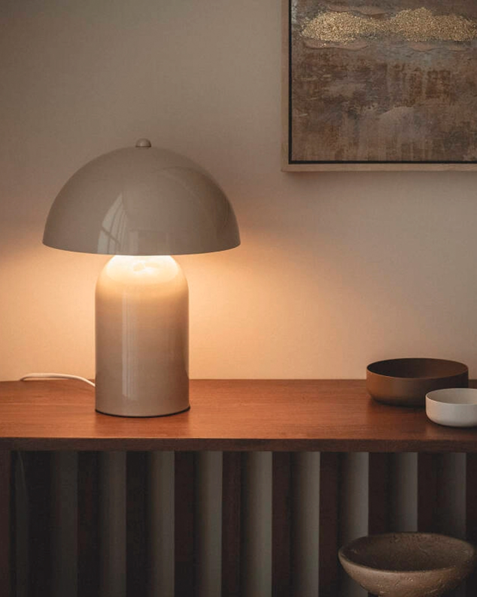 Lampada da tavolo in metallo beige 32cm