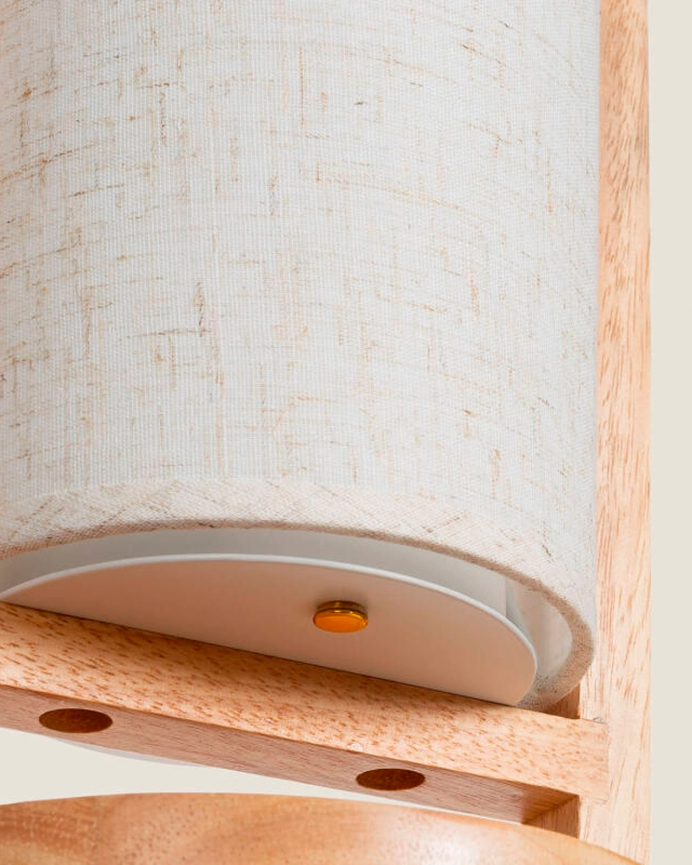 Lampada da tavolo in legno e tessuto naturale 30cm