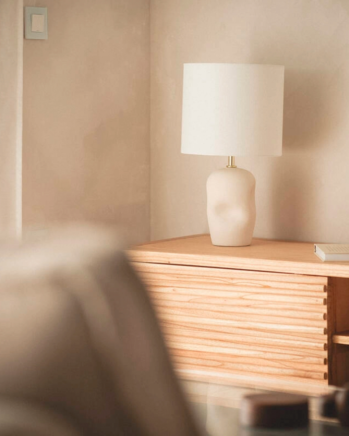 Lampada da tavolo in ceramica bianco 48cm