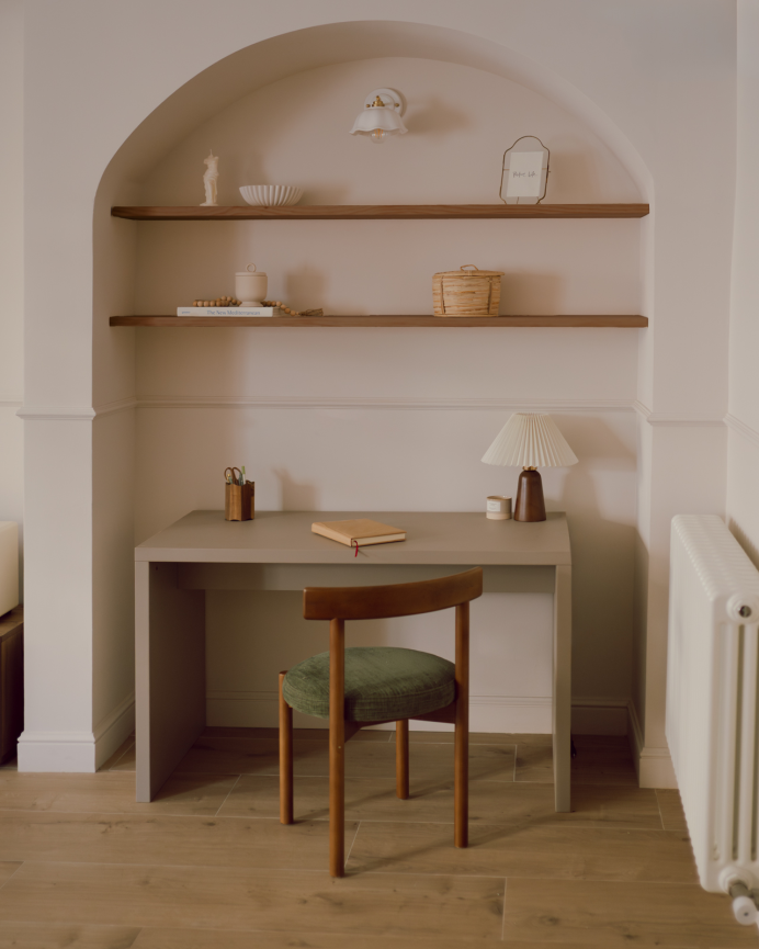  Tavolo da scrivania lacca beige e gambe rovere medio en varias medidas