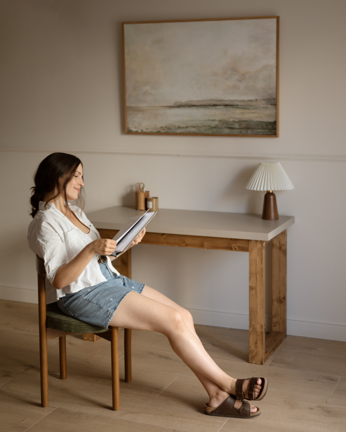  Tavolo da scrivania lacca beige e gambe rovere medio en varias medidas