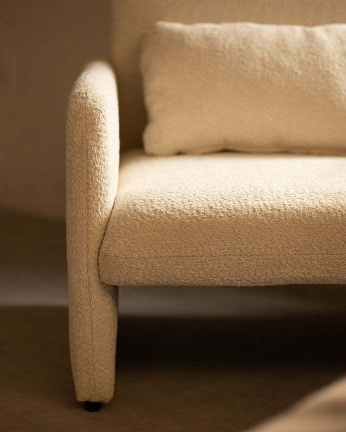 Poltrona rivestita in tessuto pecora beige 75x79cm