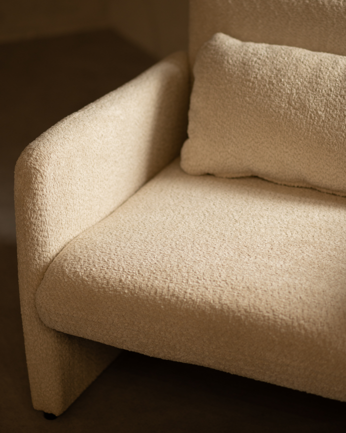 Poltrona rivestita in tessuto pecora beige 75x79cm