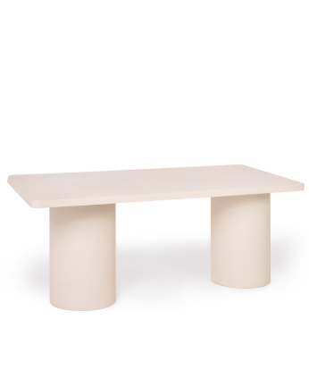 Tavolo da pranzo rettangolare di microcemento tono beige in varie misure