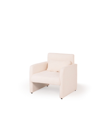 Poltrona rivestita in tessuto pecora bianco 75x79cm
