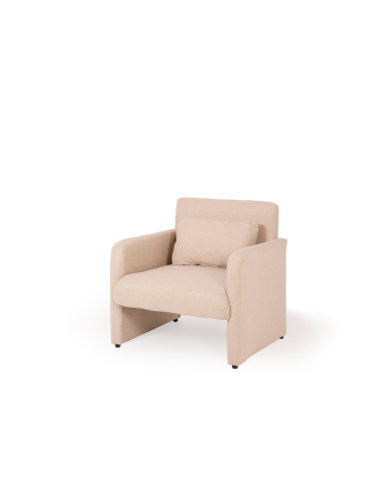 Poltrona rivestita in tessuto beige 75x79cm