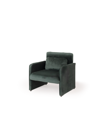 Poltrona rivestita in velluto verde 75x79cm