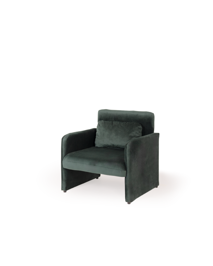 Poltrona rivestita in velluto verde 75x79cm