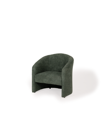 Poltrona rotonda rivestita in tessuto pecora verde 80x85cm