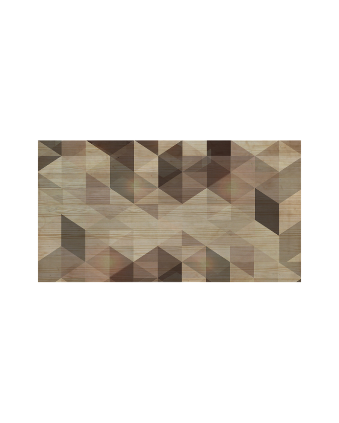  Cabeceira de madeira maciça estampada com motivo 'Geometric brown' em tom natural em vários tamanhos