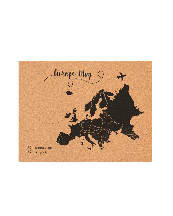 Mapa de cortiça da Europa preto em vários tamanhos