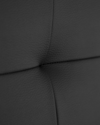 Cabeceira estofada em couro sintético com dobras pretas em vários tamanhos