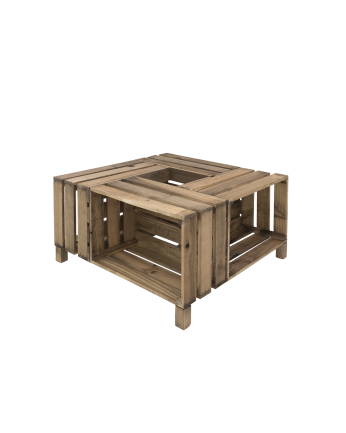 Mesa de centro de madeira maciça em tom carvalho escuro medindo 75x75x325cm