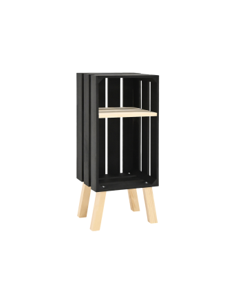 Mesa de cabeceira em madeira maciça em tom preto 66x255cm