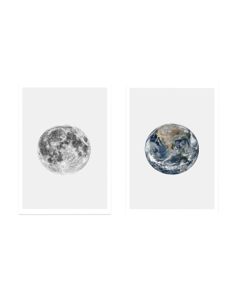 Pack de 2 Láminas decorativas da Lua e da Terra