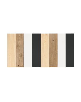 Cabeceira de madeira maciça combinada em diferentes tonalidades e vários tamanhos