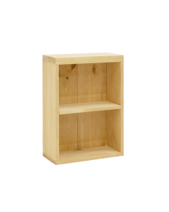 Mesa lateral de madeira maciça em tom oliveira.